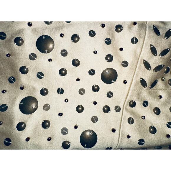 LAFAYETTE 148 OFF WHITE STUDDED SEQUINED COTTON/LYCRA SKIRT 8 - Picture 5 of 11